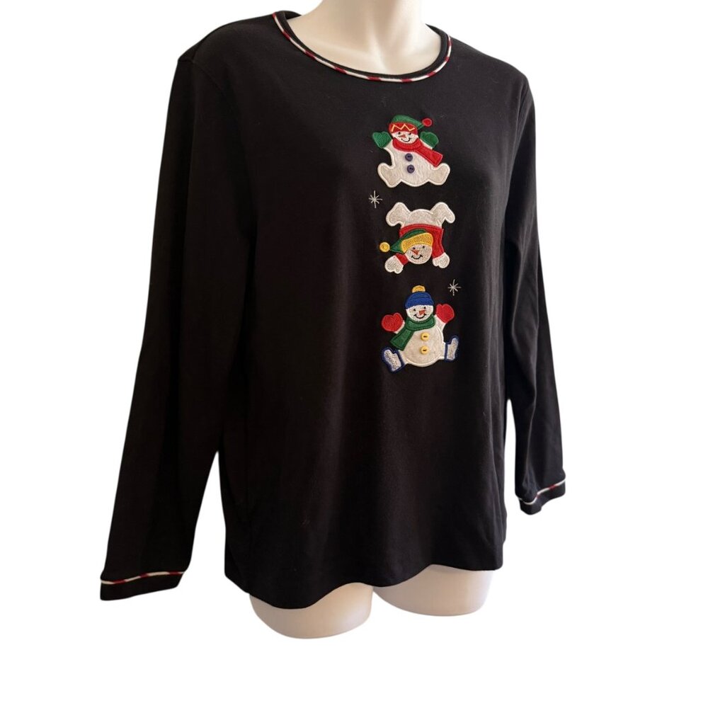 Mercer Street Studio Snowman Holiday Top Petite XL - Picture 4 of 11